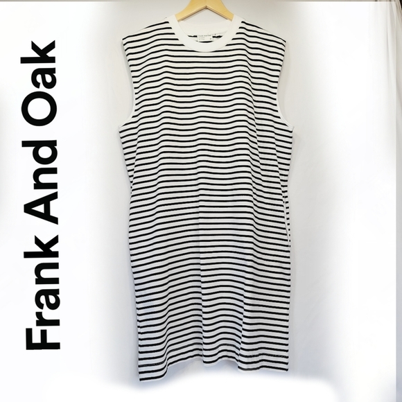 NWOT Frank And Oak Pocketd T-Shirt Dress XL  Indigo & White Stripes - Picture 3 of 10